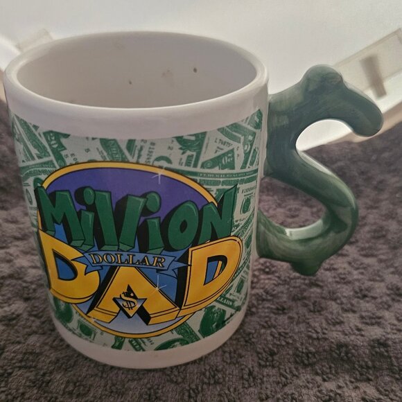 Rare Unique Million Dollar Coffee Mug Dollar Sign Handle - Picture 1 of 4